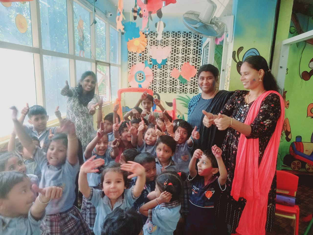 Children playing together in group activities